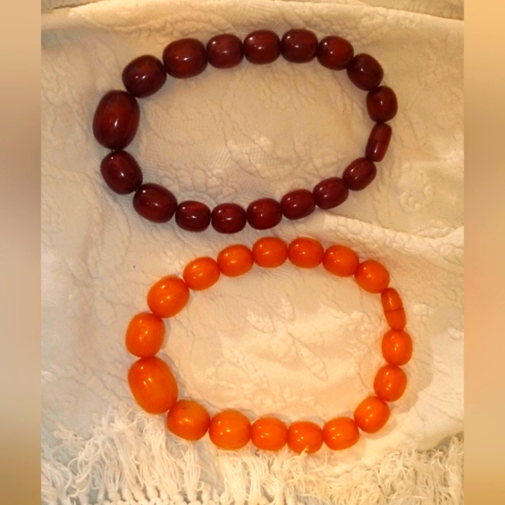 Bakelite Cherry and Butterscotch Necklaces Heavy